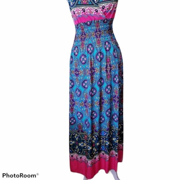 Cinched Vneck Paisley Maxi dress - Picture 2 of 6